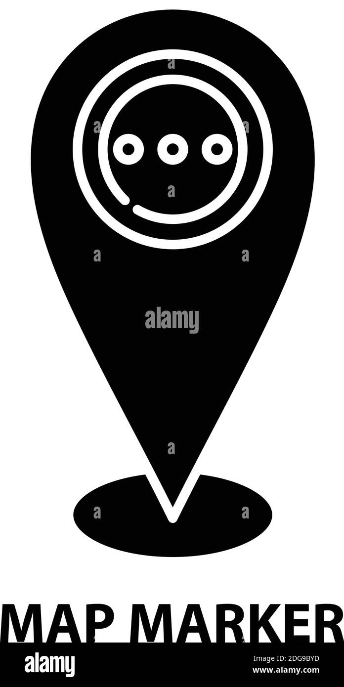 icône de marqueur de carte, signe vectoriel noir avec traits modifiables, illustration de concept Illustration de Vecteur icône de marqueur de carte, signe vectoriel noir avec traits modifiables, illustration de concept Illustration de Vecteur