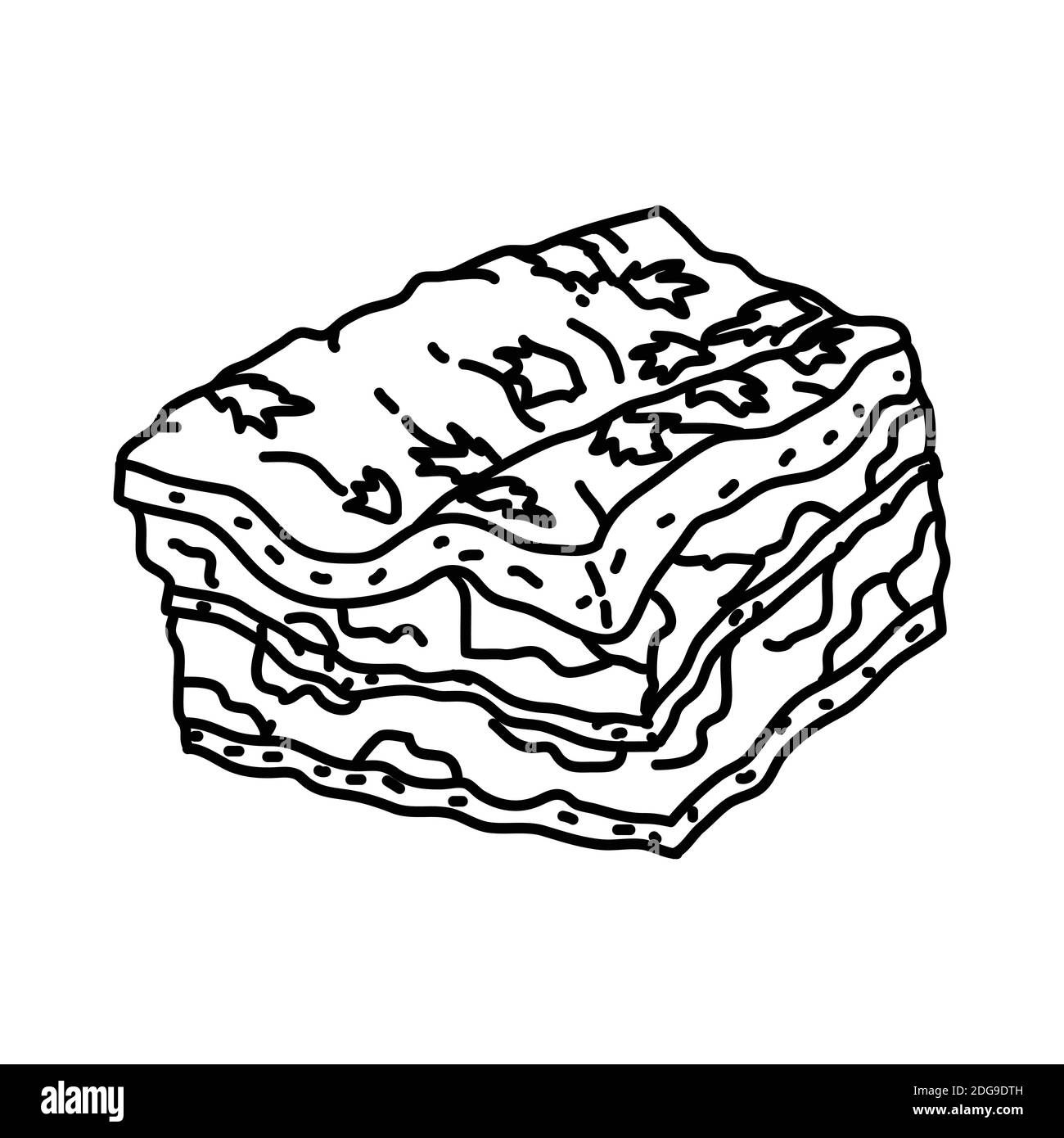 Lasagnes à la bolognaise. Style d'icône Doodle dessiné à la main ou Contour Illustration de Vecteur