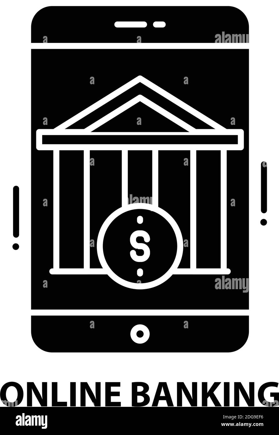 icône de banque en ligne, signe vectoriel noir avec traits modifiables, illustration de concept Illustration de Vecteur