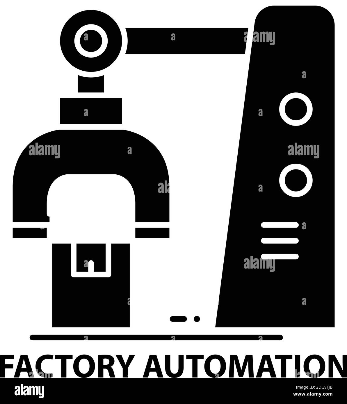 icône d'automatisation en usine, signe vectoriel noir avec traits modifiables, illustration de concept Illustration de Vecteur
