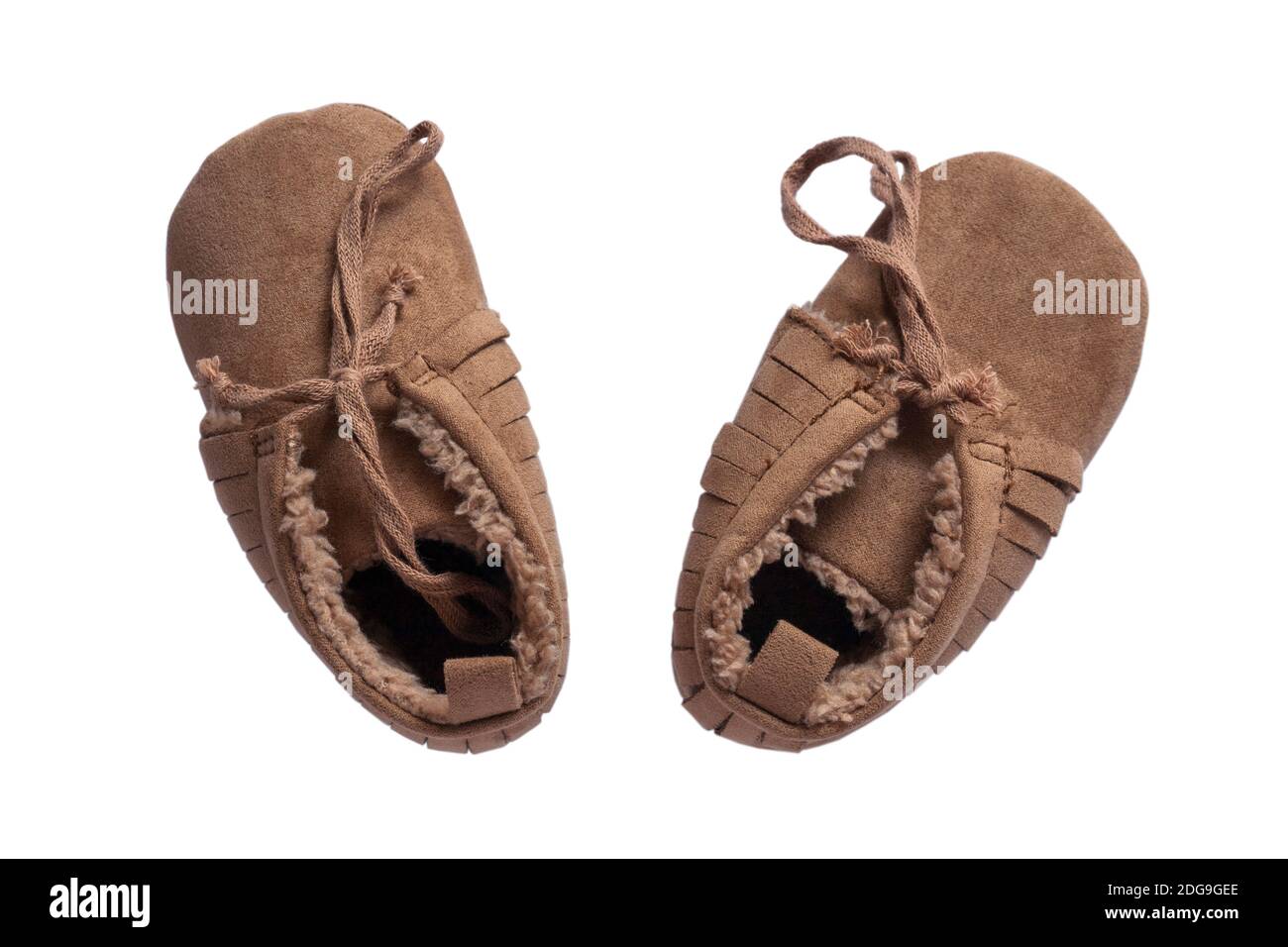 Mini chaussons de bébé isolés sur fond blanc Banque D'Images