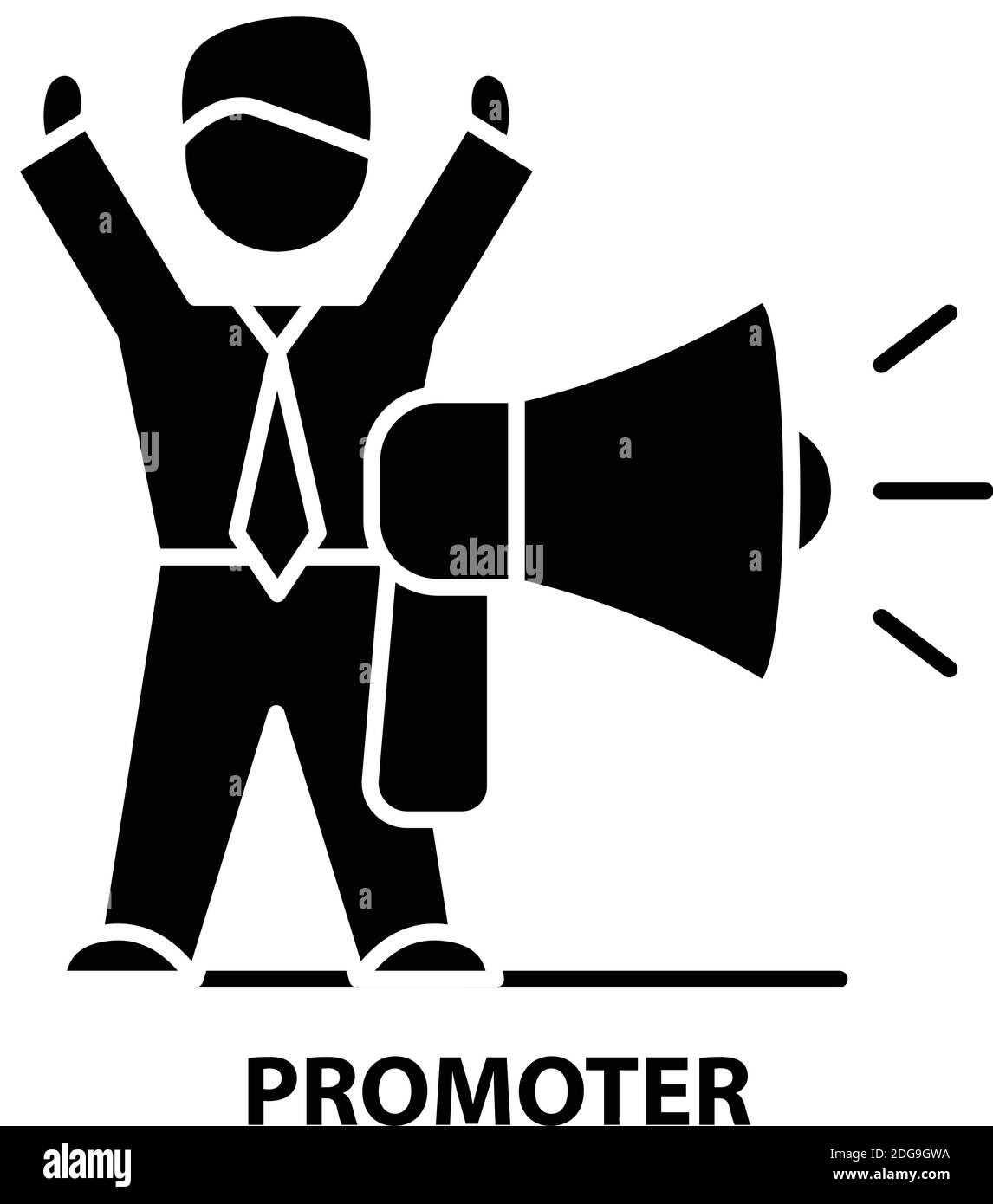 icône du promoteur, signe vectoriel noir avec traits modifiables, illustration du concept Illustration de Vecteur