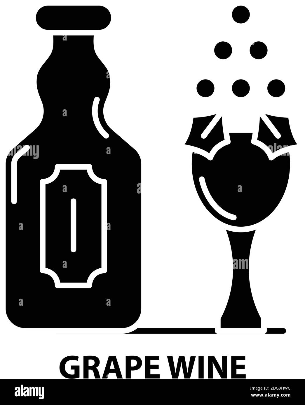 icône de vin de raisin, signe vectoriel noir avec traits modifiables, illustration de concept Illustration de Vecteur