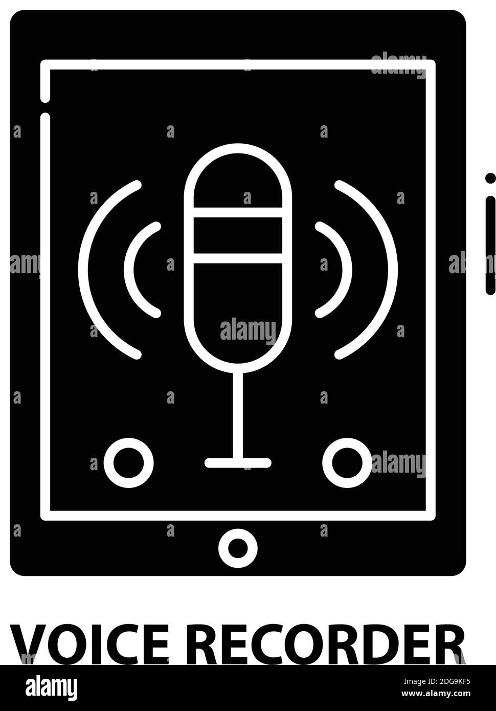 icône de l'enregistreur vocal, signe vectoriel noir avec traits modifiables, illustration du concept Illustration de Vecteur