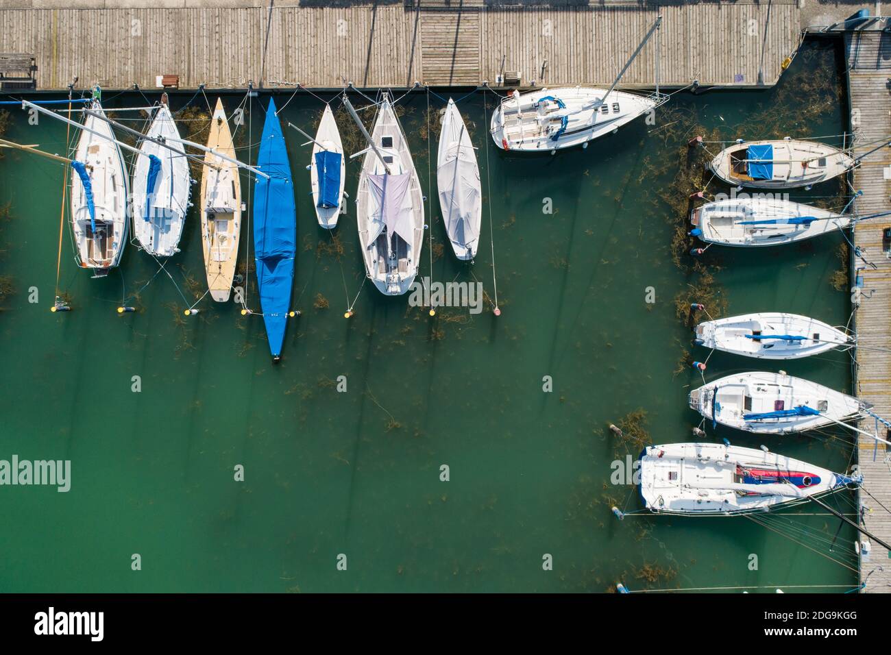 Vue aérienne des bateaux à Siofok, Hongrie Banque D'Images