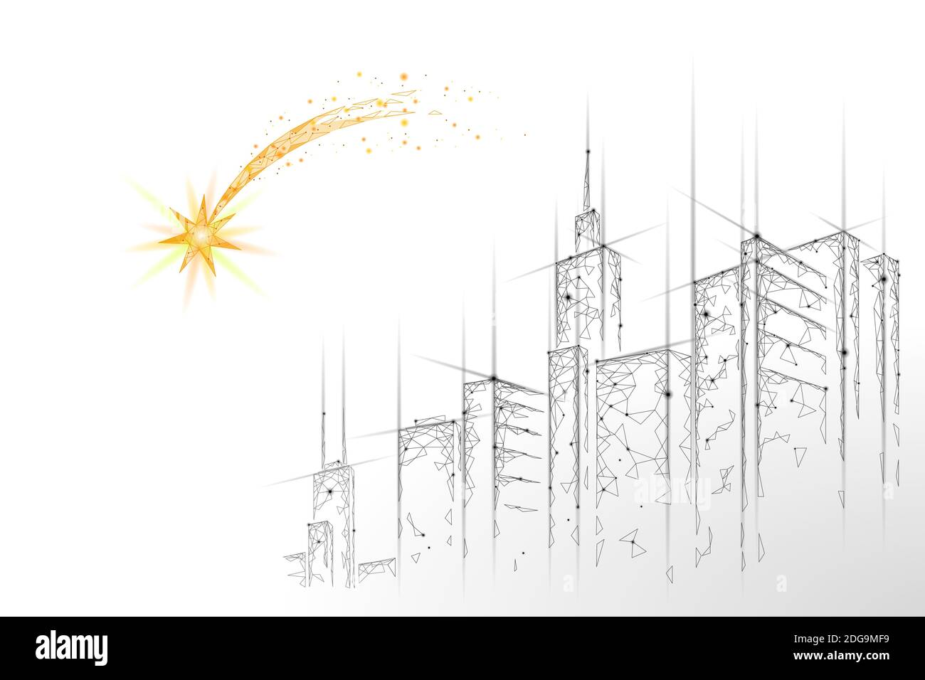 Tournage étoile faible espace poly. Le symbole nuit de Noël fait un vœu. Astronomie comète magique chute de l'illustration du vecteur de météorite Illustration de Vecteur