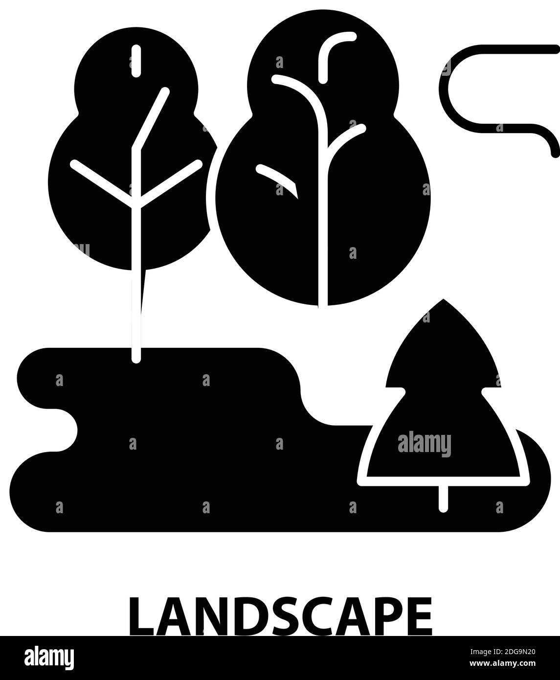 icône paysage, signe vectoriel noir avec traits modifiables, illustration de concept Illustration de Vecteur