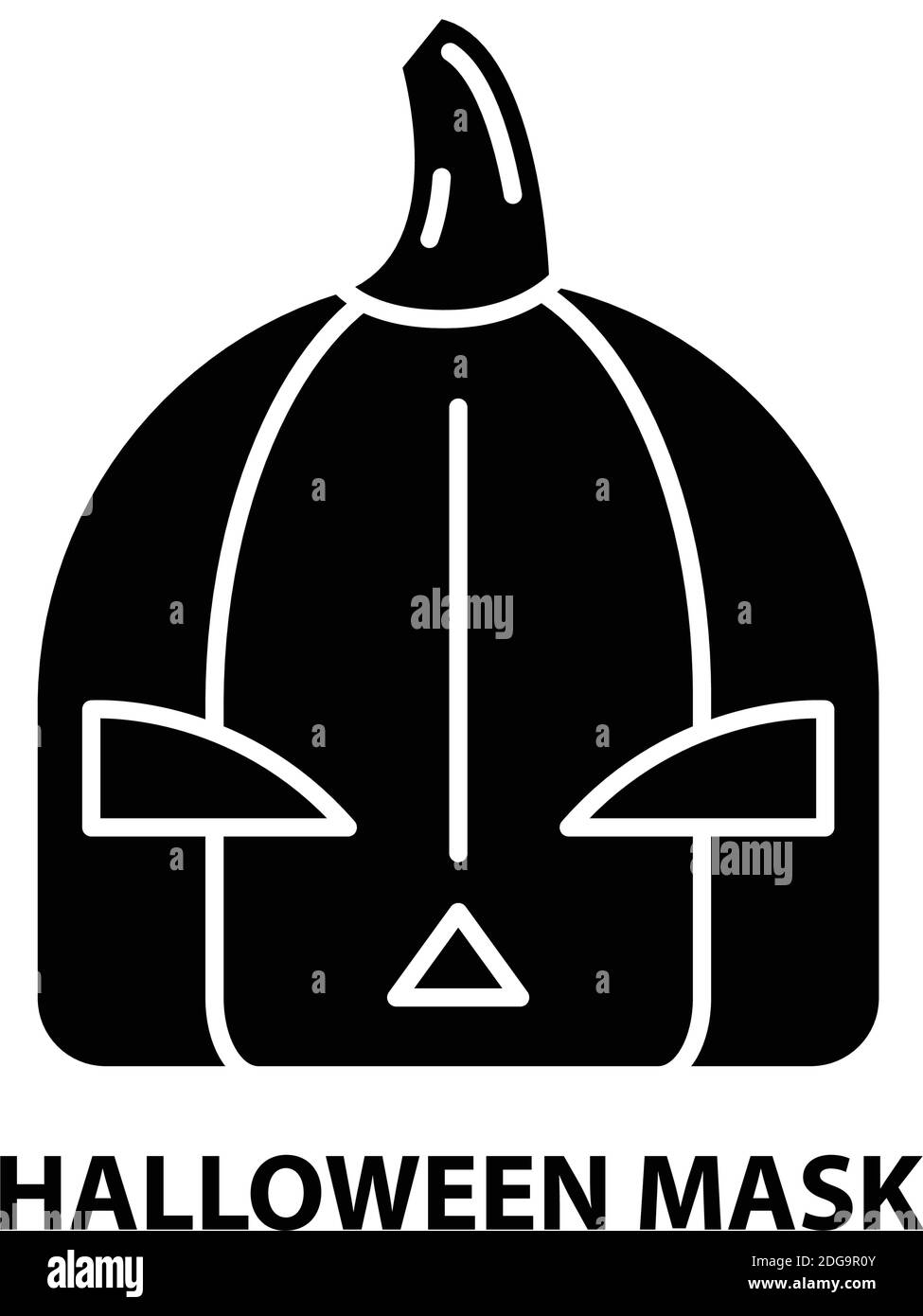 icône de masque halloween, signe vectoriel noir avec traits modifiables, illustration de concept Illustration de Vecteur