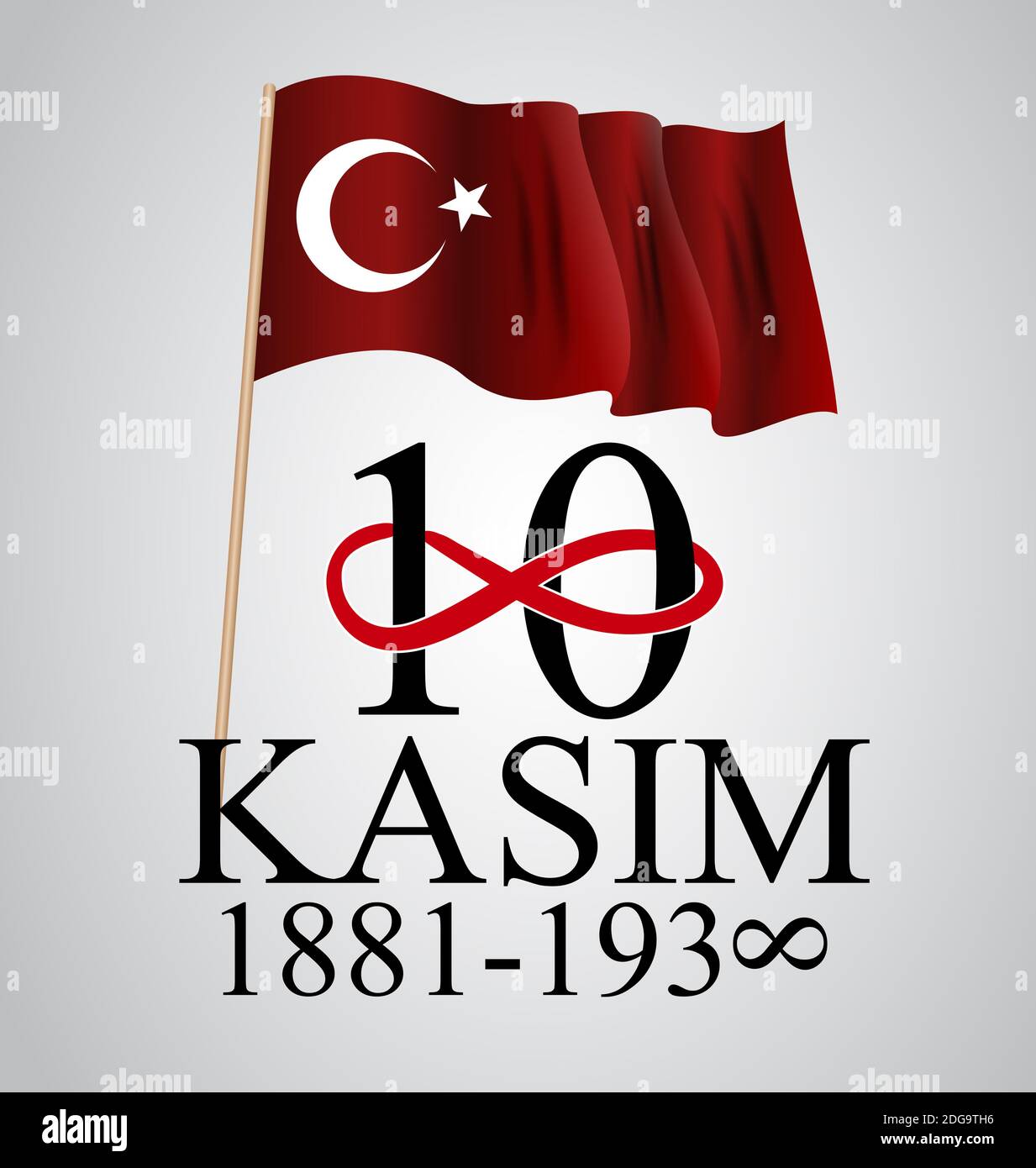 10 novembre fondateur de la République de Turquie Mustafa Kemal Ataturk anniversaire de la mort. Anglais : 10 novembre 1881-1938. Illustration Banque D'Images