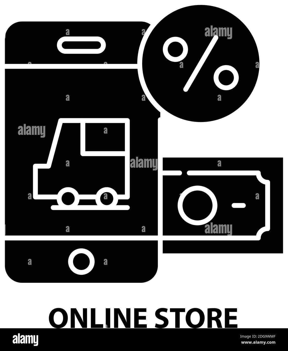 icône de magasin en ligne, signe vectoriel noir avec traits modifiables, illustration du concept Illustration de Vecteur