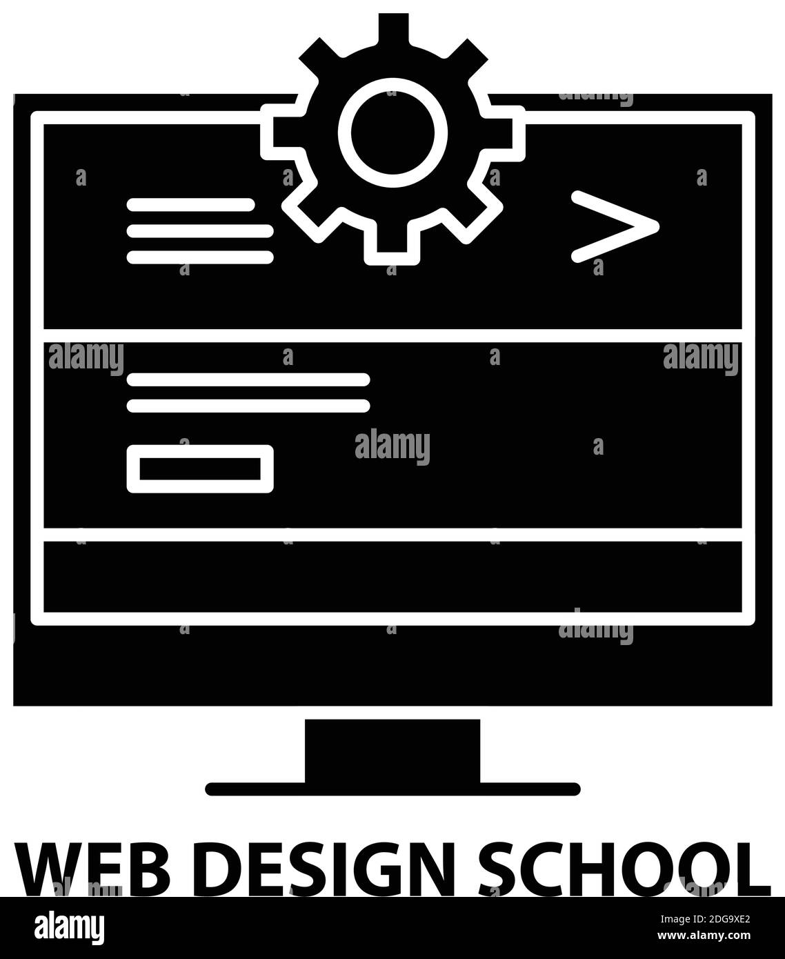 web design school icône, vecteur noir avec traits modifiables, illustration de concept Illustration de Vecteur
