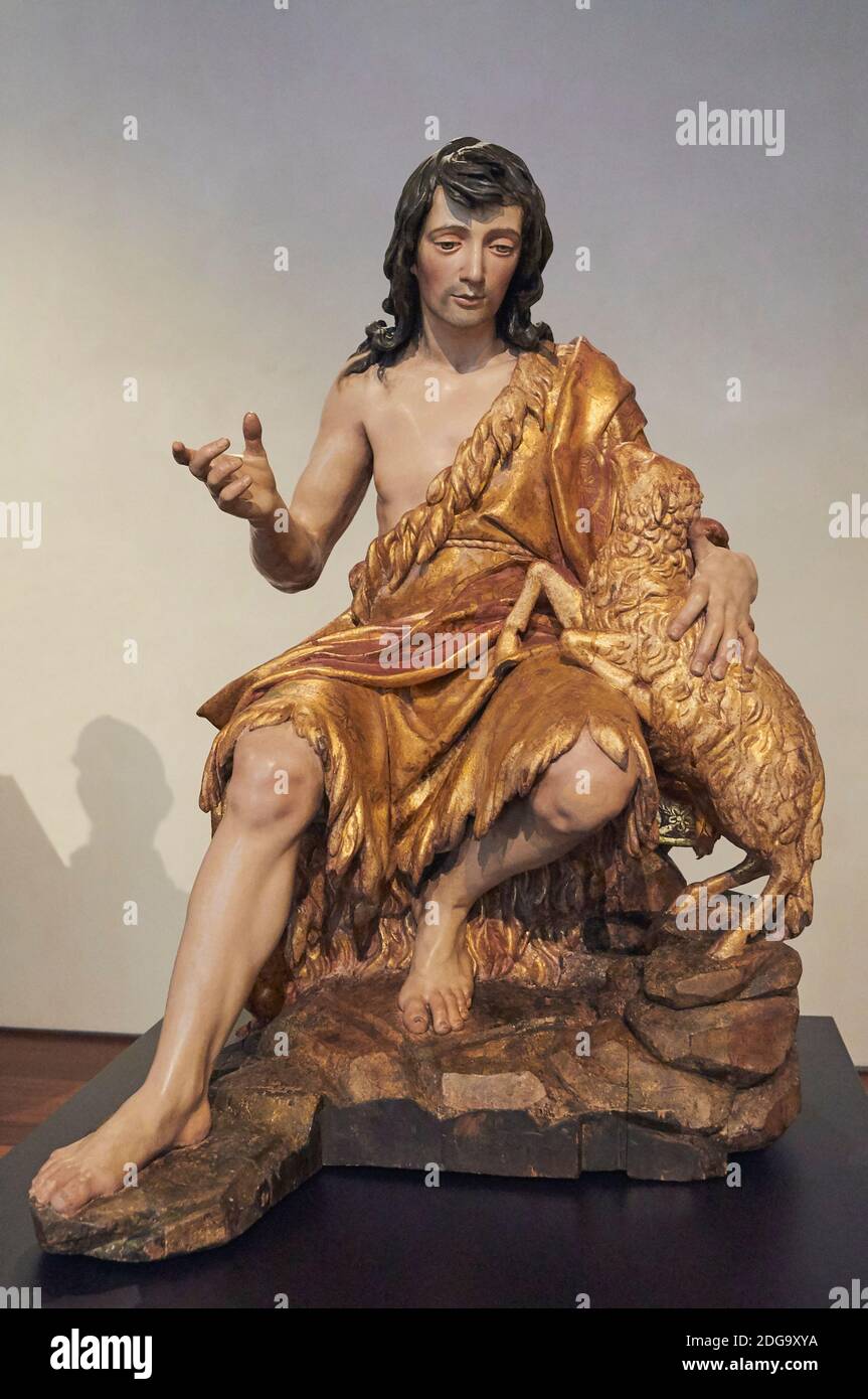 San Juan Bautista par le sculpteur du XVIIe siècle Alonso Cano dans le Polychrome Sculpture Museum Colegio de San Gregorio à Valladolid, Espagne. Europe. Banque D'Images
