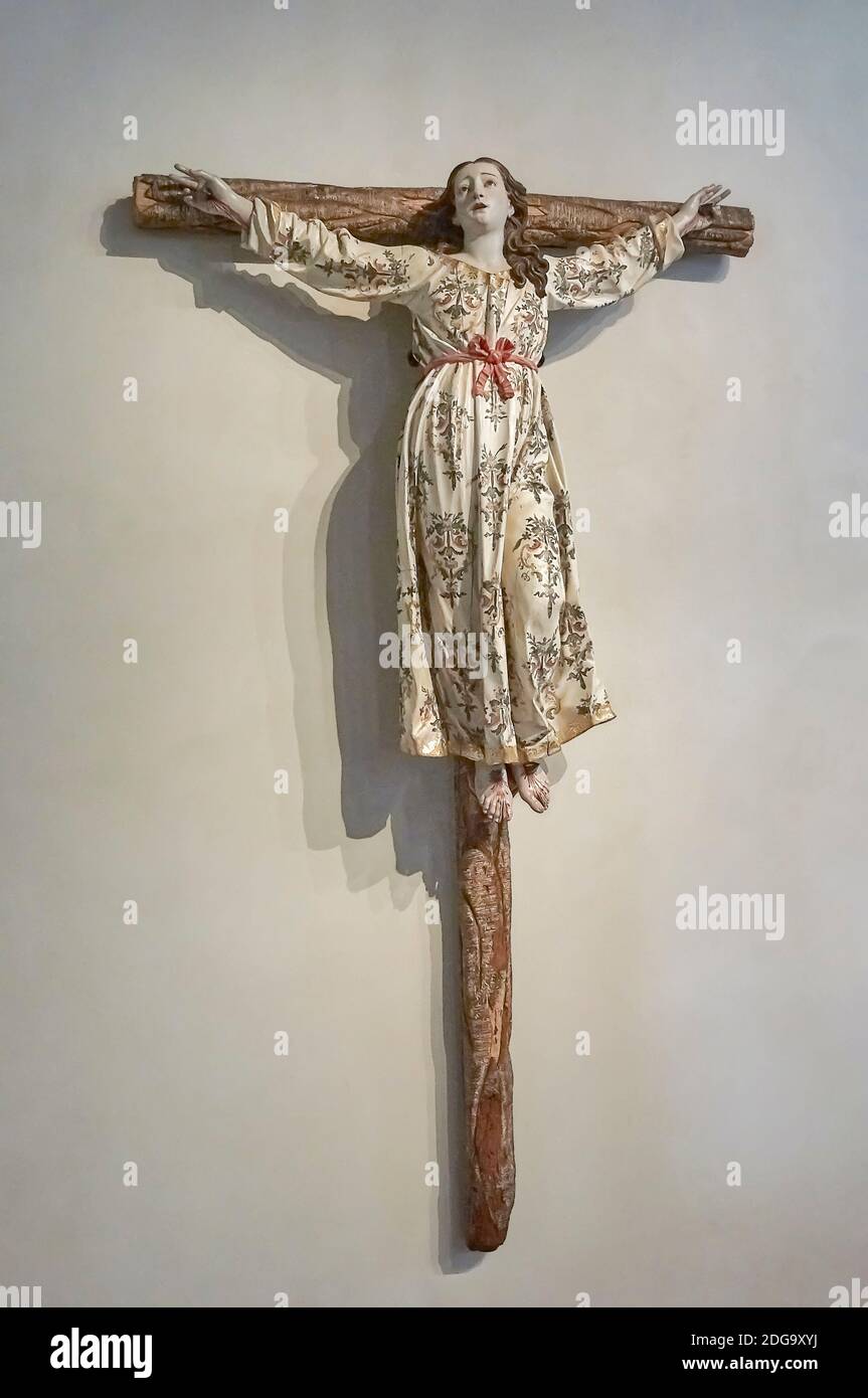 Santa Eulalia par le sculpteur du XVIIIe siècle Luis Salvador Carmona dans le Musée de la sculpture polychrome Colegio de San Gregorio à Valladolid, Espagne. Banque D'Images