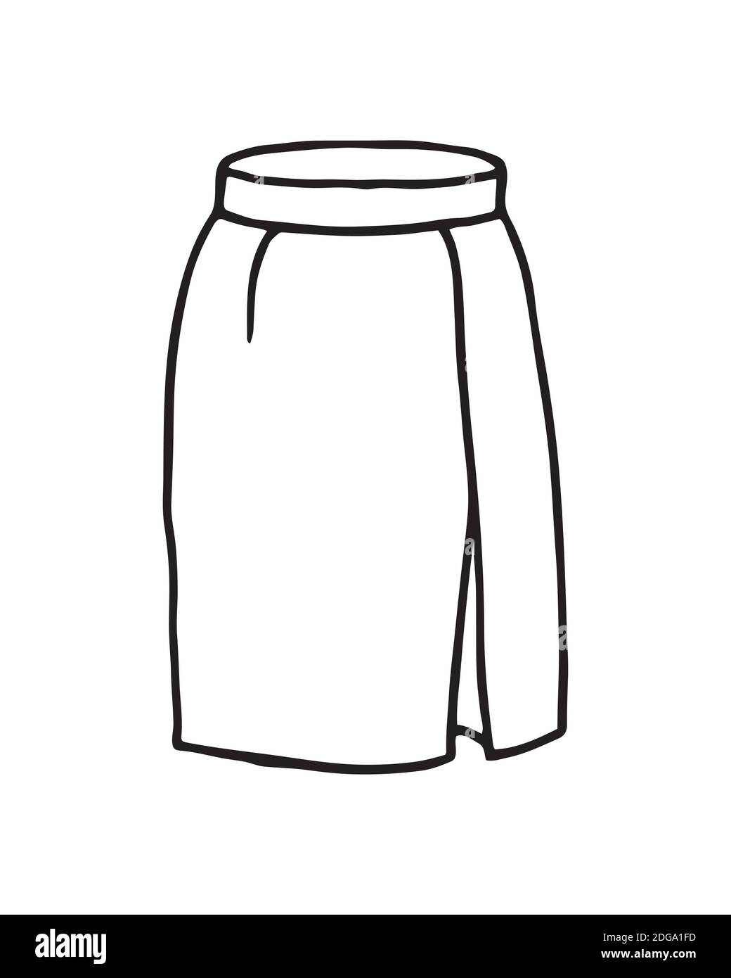 Main dessinée femmes jupe Doodle isolé sur fond blanc Illustration de Vecteur
