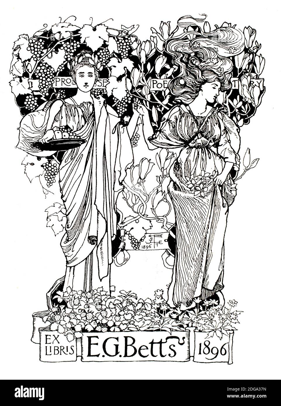 Bibliothèque pour E G Betts, par Joseph Walter West de 1896 The Studio an Illustrated Magazine of Fine and Applied Art Banque D'Images