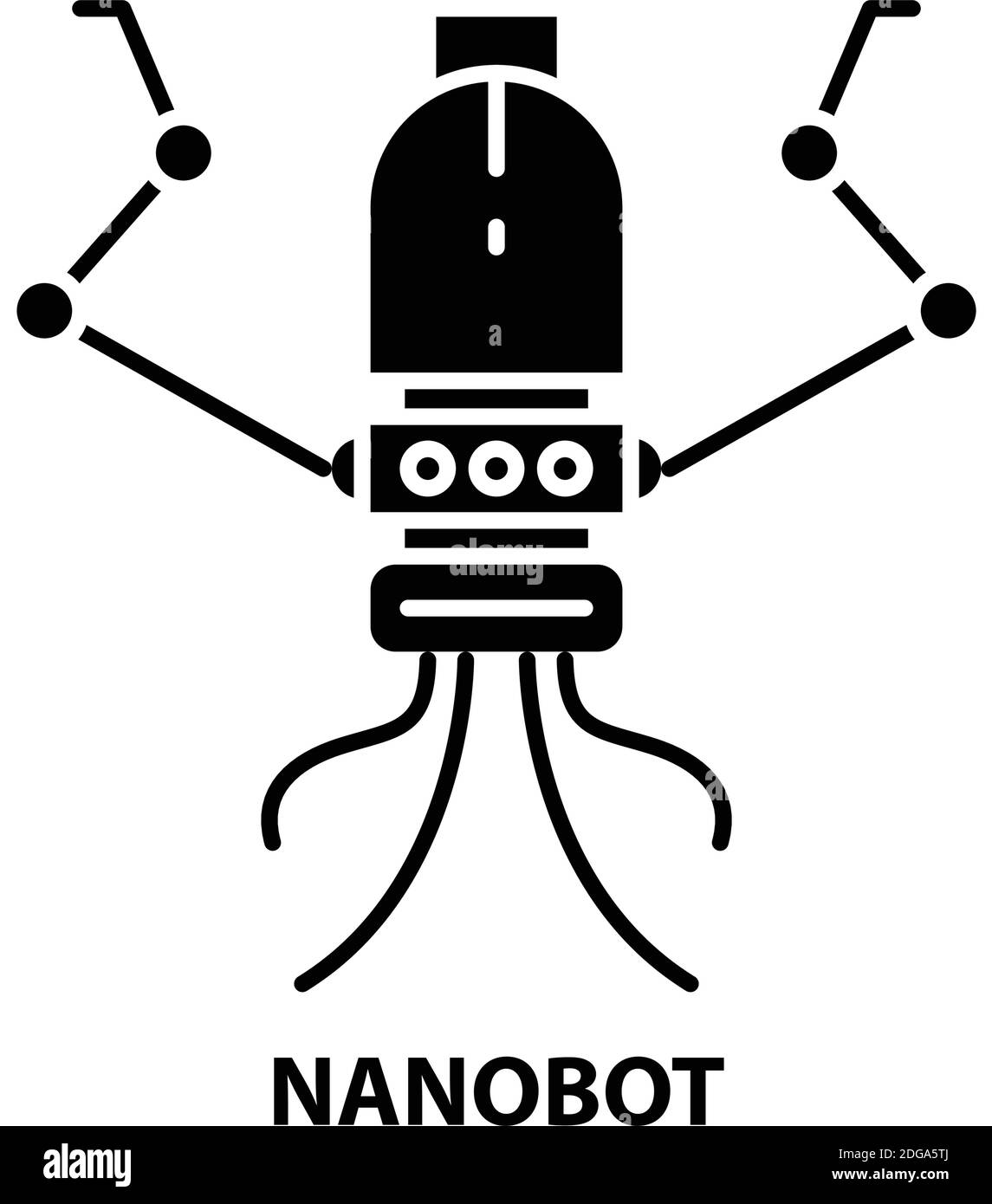 icône de nanobot, signe vectoriel noir avec traits modifiables, illustration de concept Illustration de Vecteur