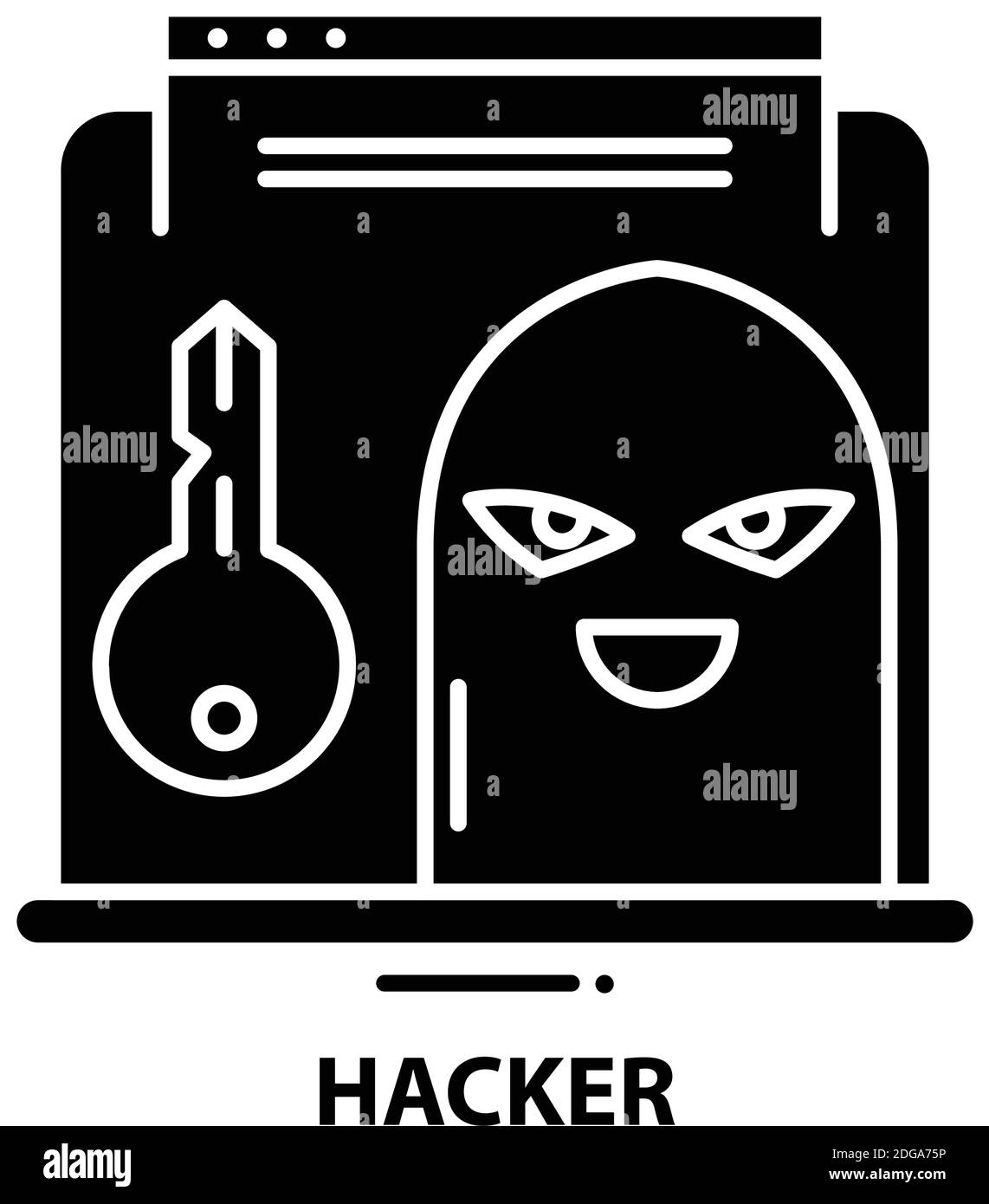 icône hacker, signe vectoriel noir avec traits modifiables, illustration de concept Illustration de Vecteur
