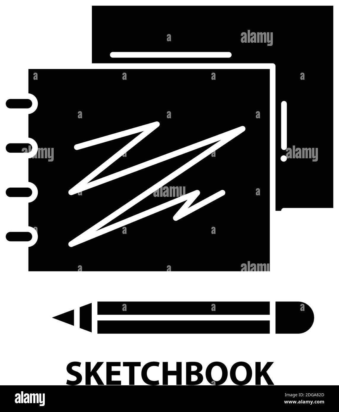 icône du carnet d'esquisses, signe vectoriel noir avec traits modifiables, illustration de concept Illustration de Vecteur