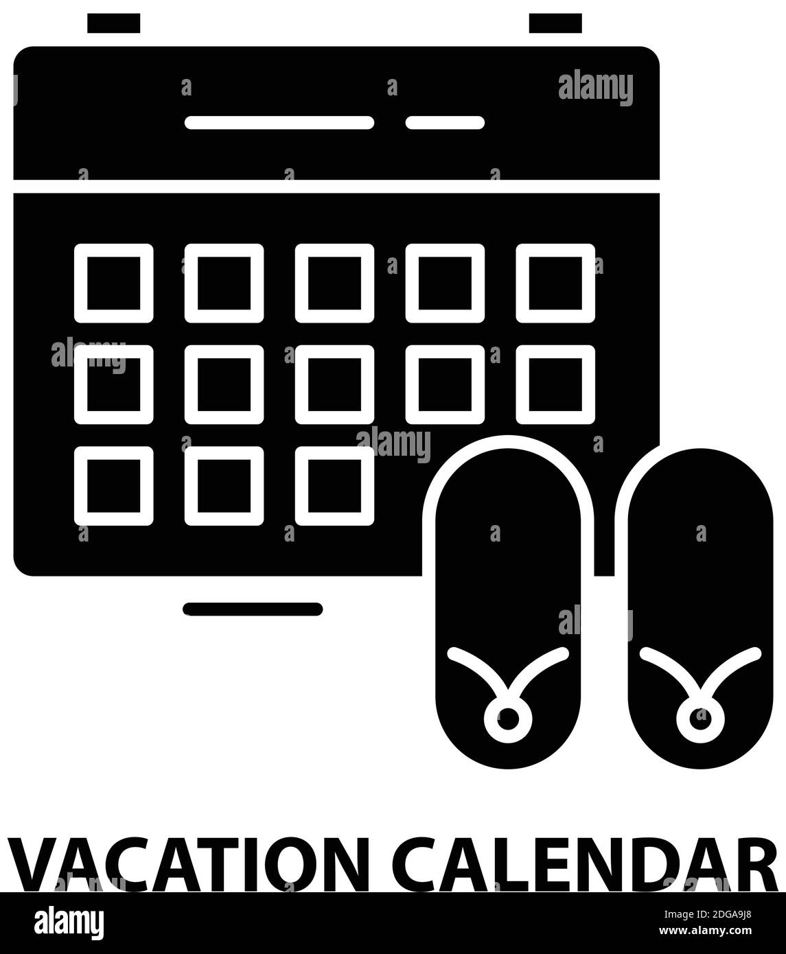 icône du calendrier des vacances, signe vectoriel noir avec traits modifiables, illustration du concept Illustration de Vecteur