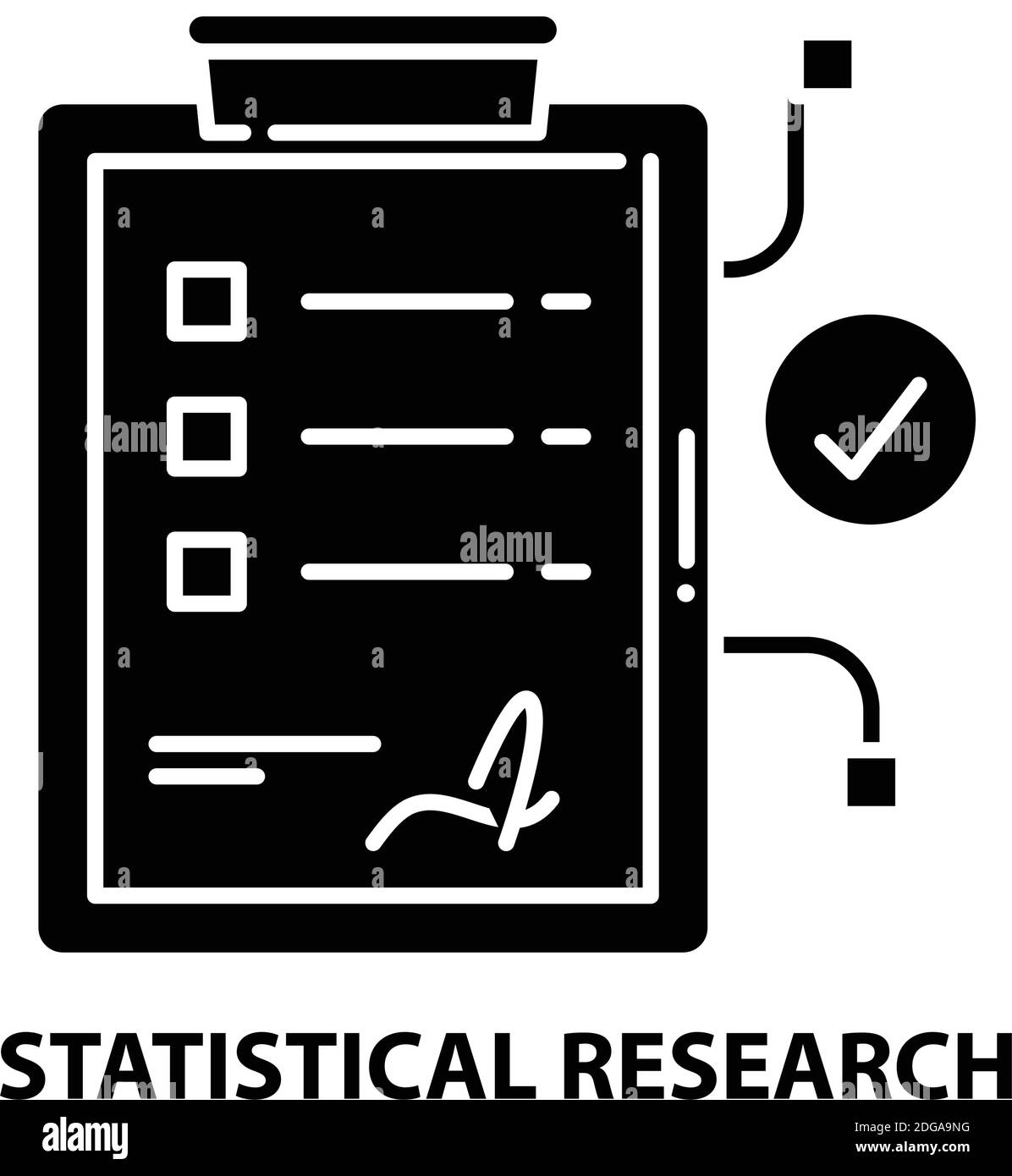 icône de recherche statistique, signe vectoriel noir avec traits modifiables, illustration de concept Illustration de Vecteur