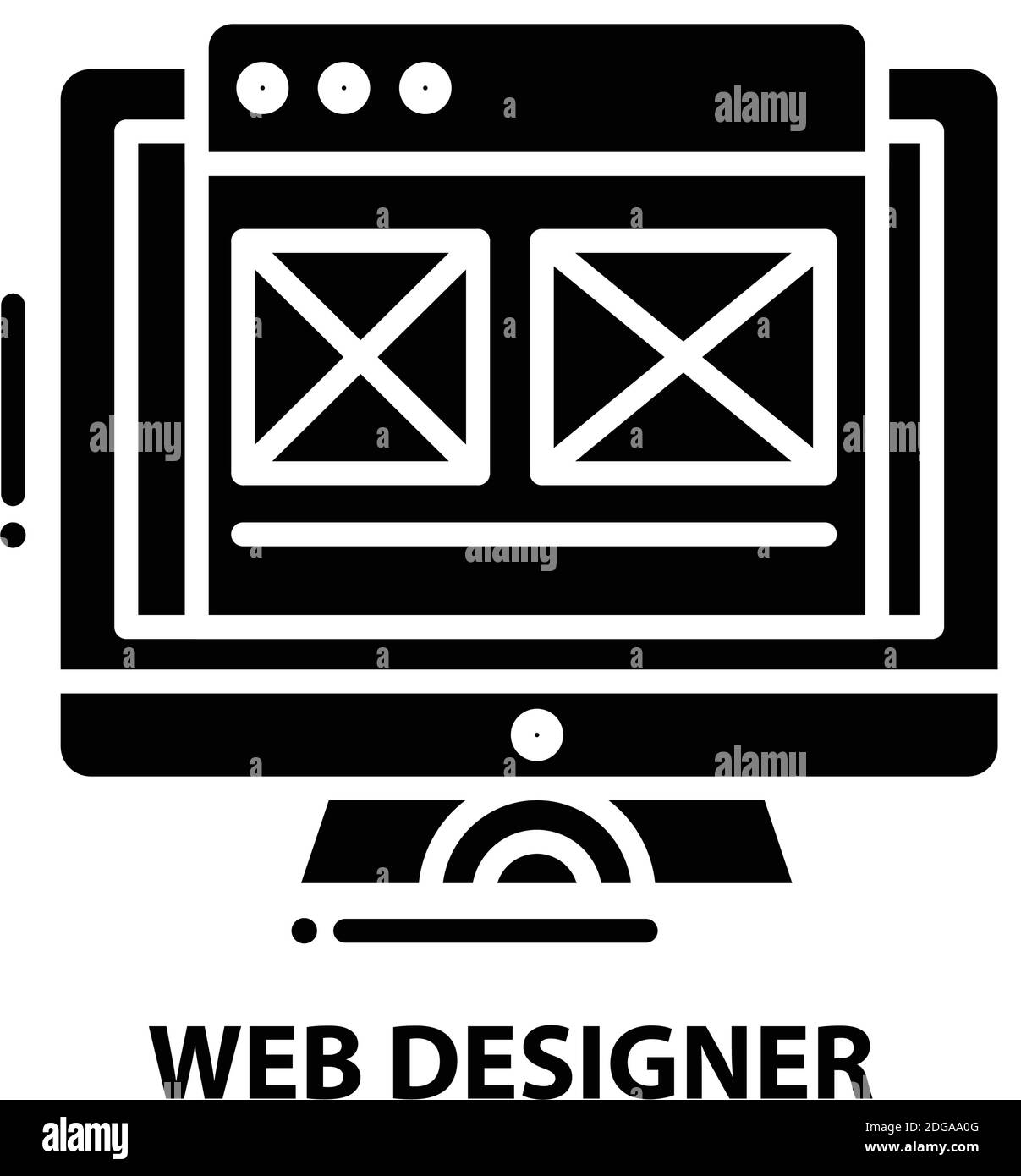 icône web designer, signe vectoriel noir avec traits modifiables, illustration de concept Illustration de Vecteur