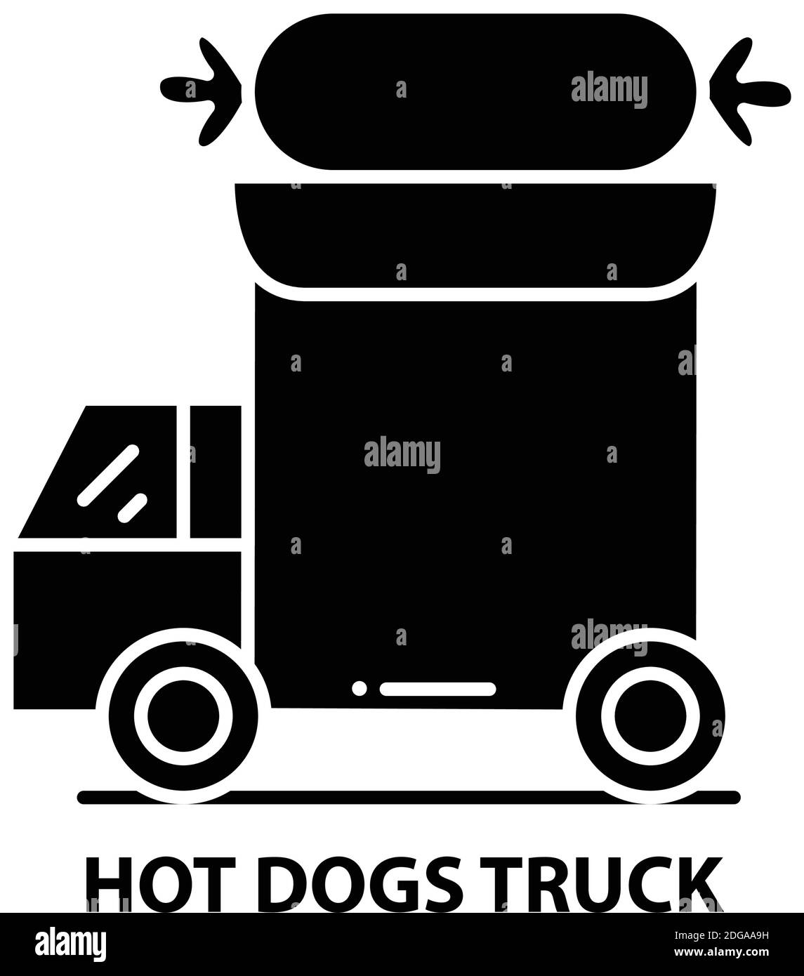 icône hot dogs truck, signe vectoriel noir avec traits modifiables, illustration du concept Illustration de Vecteur