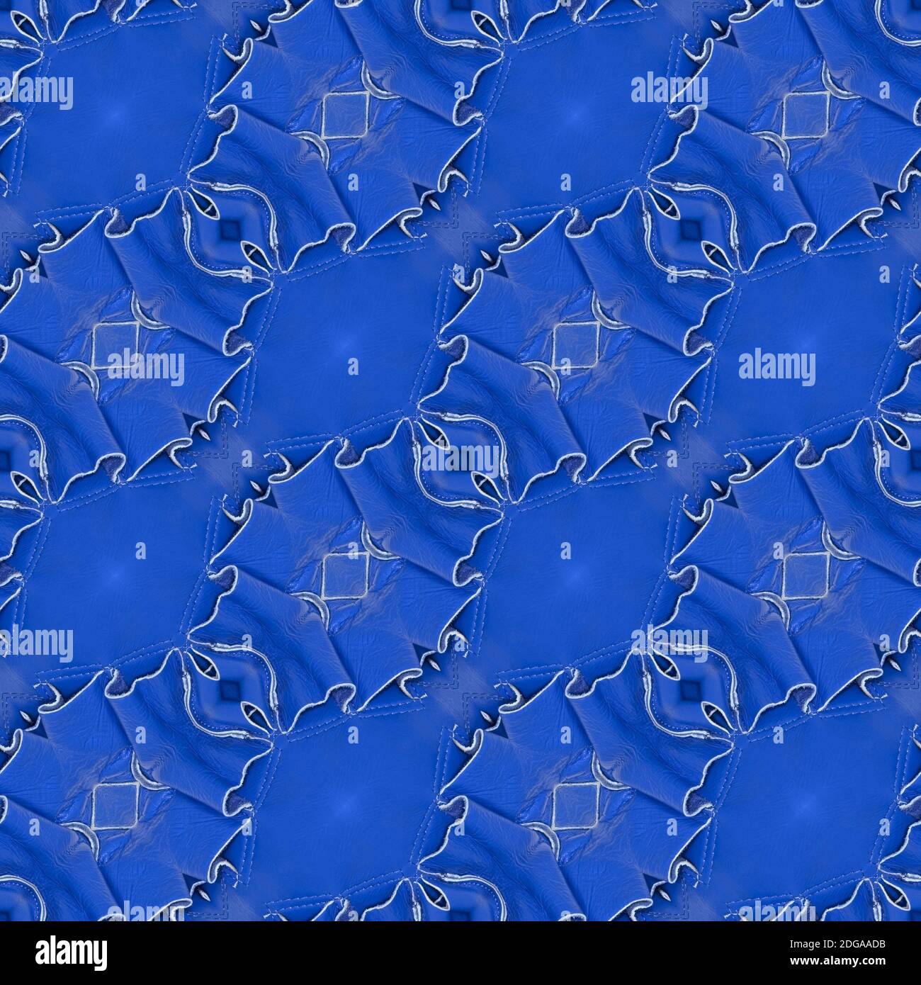 Motif sans couture en cuir bleu Banque D'Images
