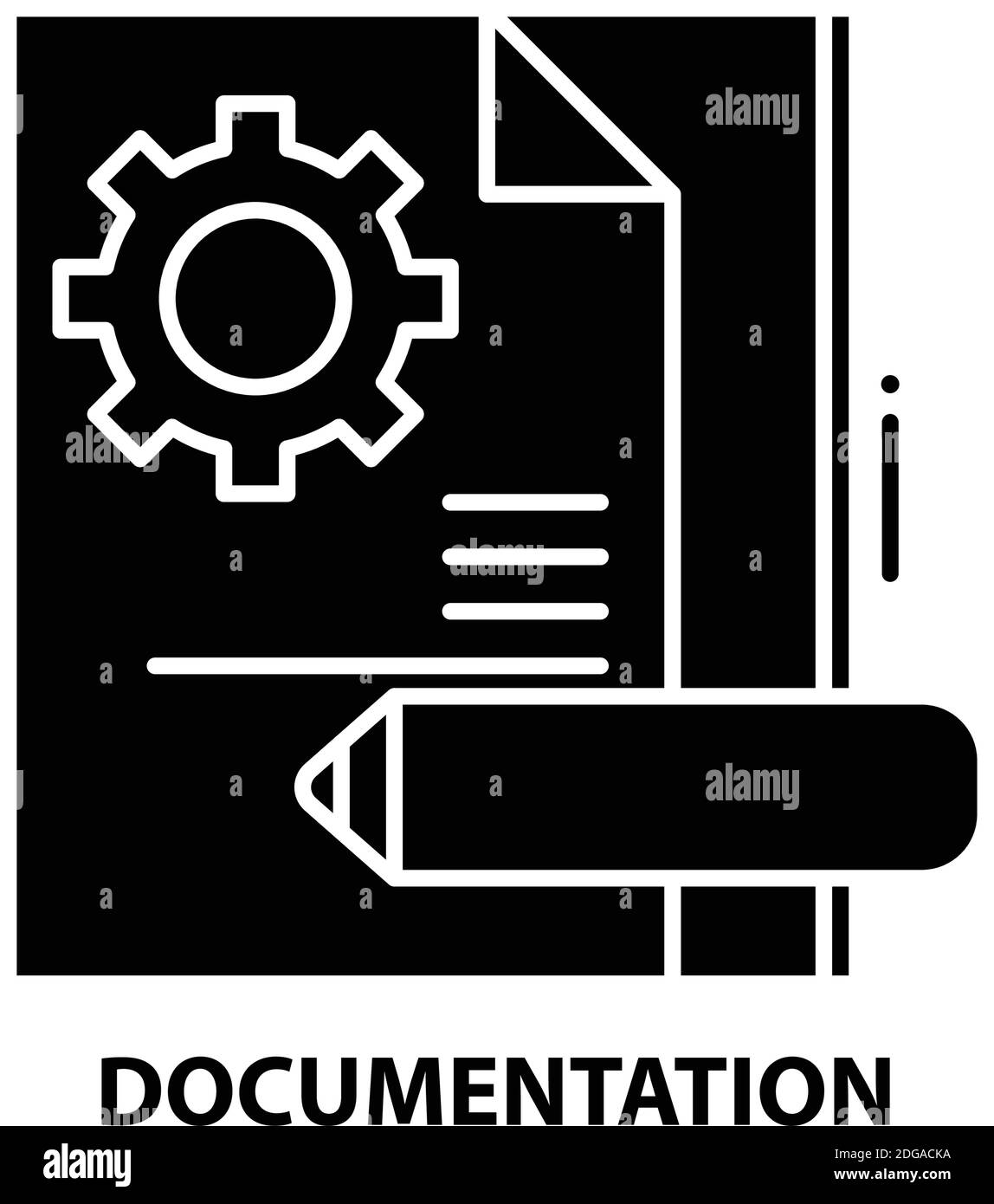 icône de documentation, signe vectoriel noir avec traits modifiables, illustration de concept Illustration de Vecteur