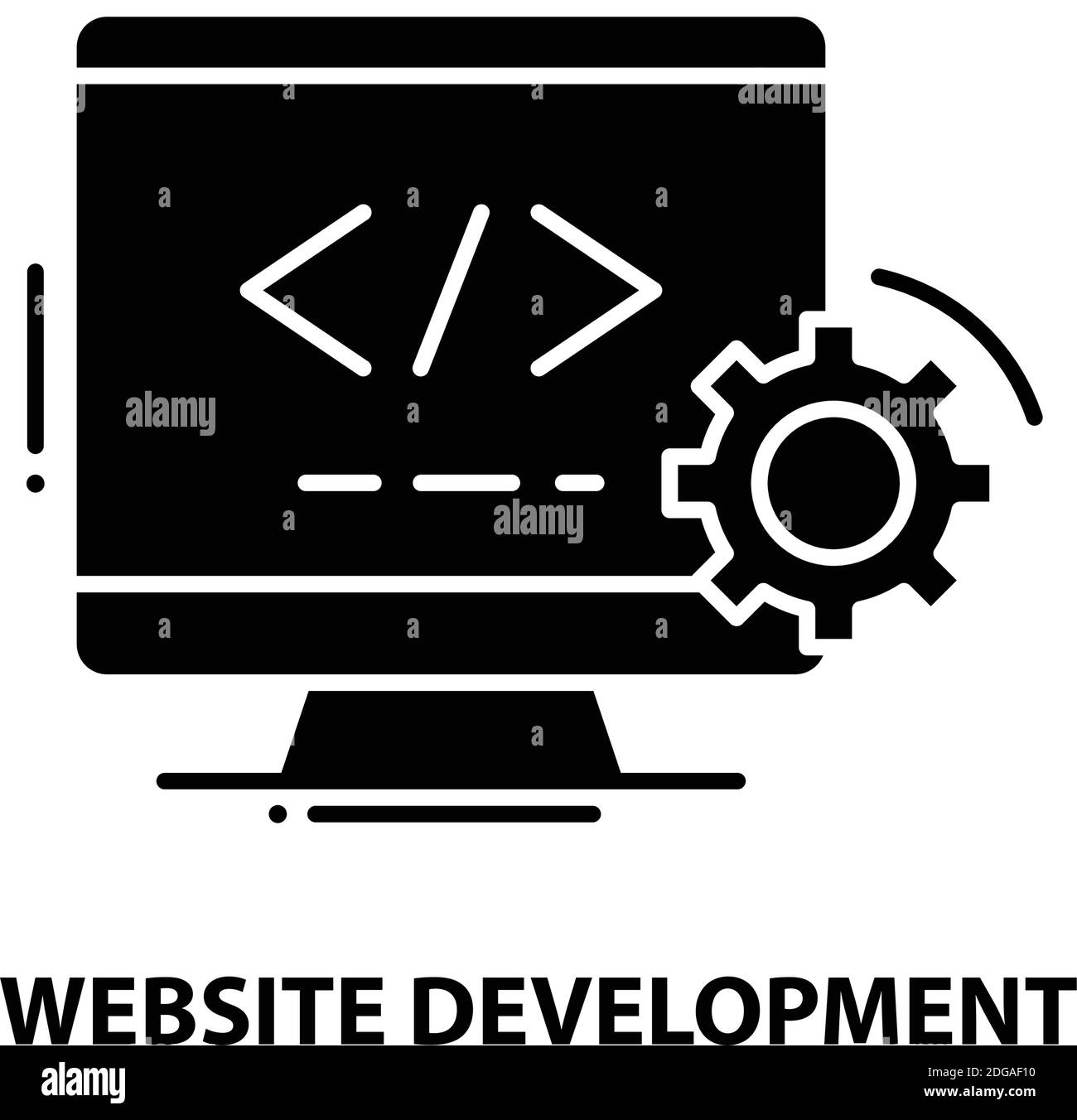 icône de développement de site web, signe vectoriel noir avec traits modifiables, illustration de concept Illustration de Vecteur