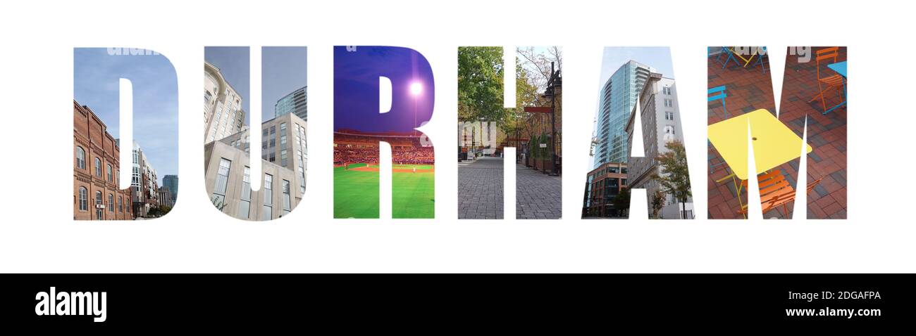 Bannière Durham NC sur blanc Banque D'Images