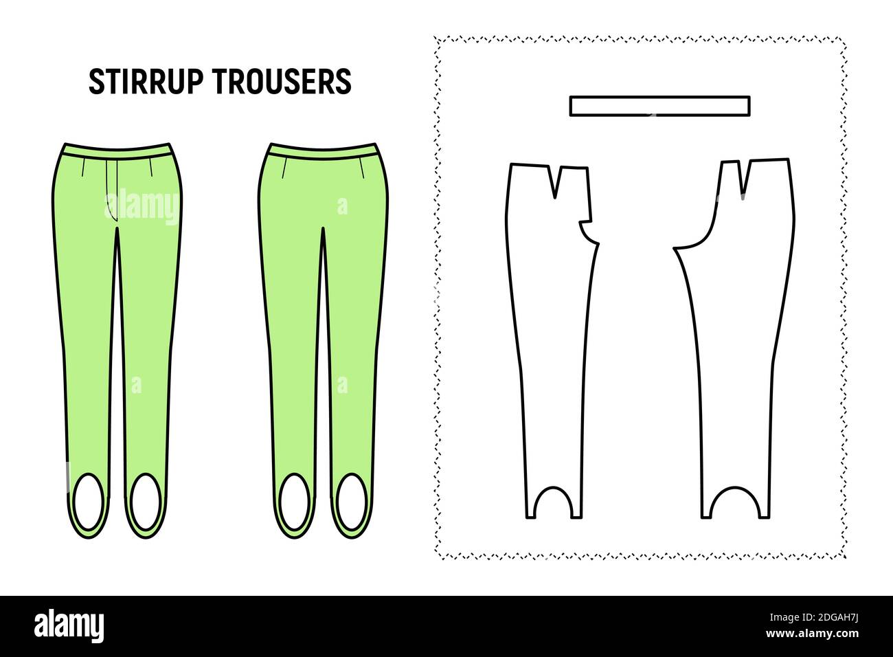 Pantalon à étrier pour femme. Motif vectoriel du pantalon pour un style personnalisé. Illustration et esquisse de conception technique. Illustration de Vecteur