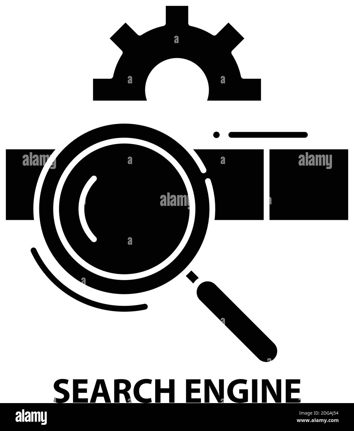 icône de symbole de moteur de recherche, signe vectoriel noir avec traits modifiables, illustration de concept Illustration de Vecteur
