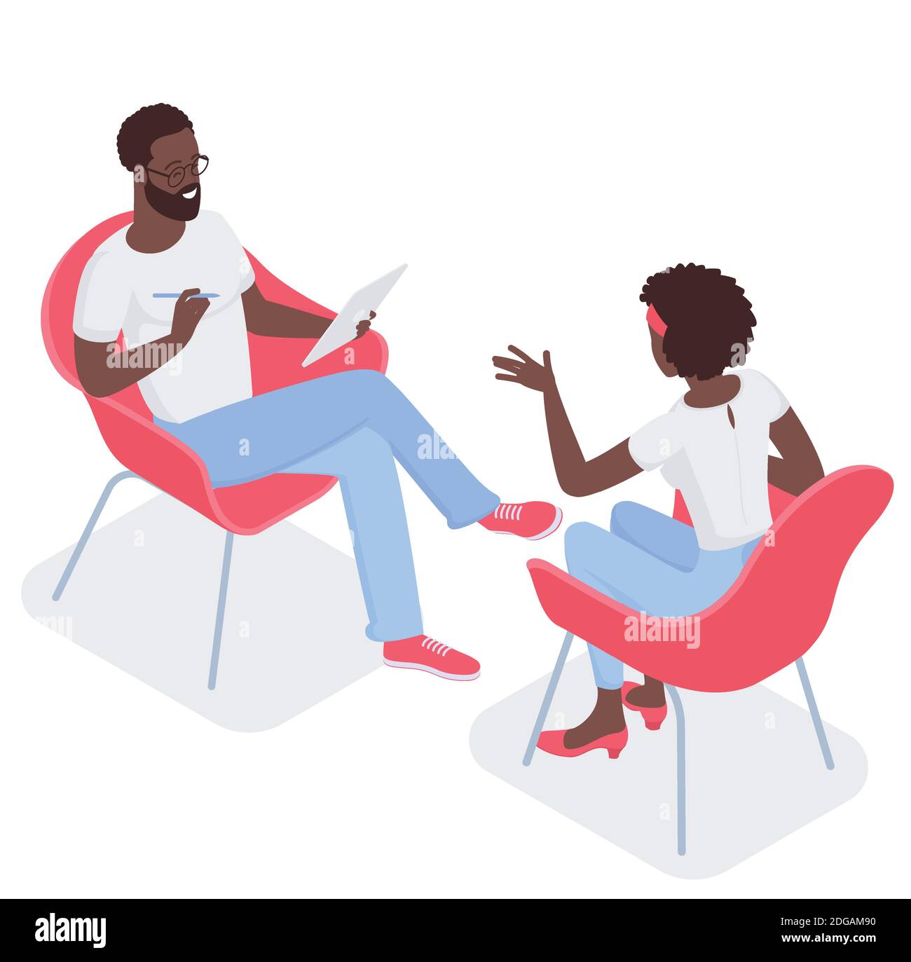 Patient afroamerican avec psychologue Illustration de Vecteur