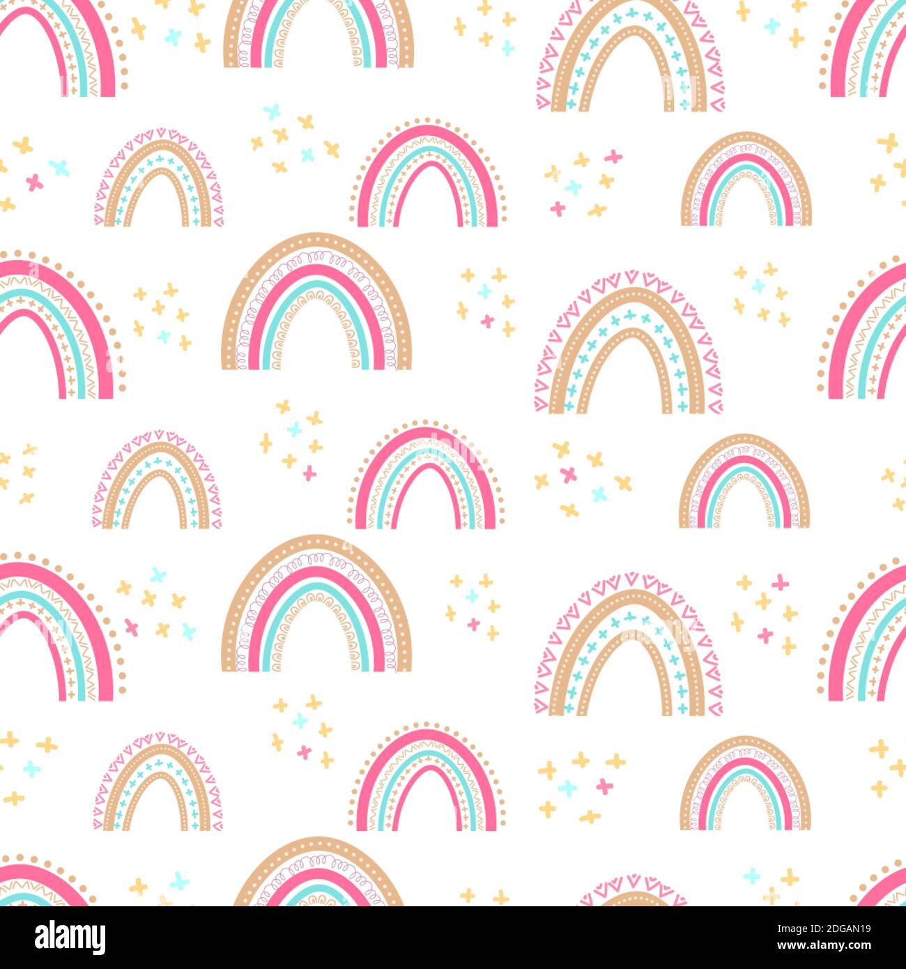 Motif bébé sans couture avec arcs-en-ciel dessinés à la main. Illustration simple sur un arrière-plan isolé. Peut être utilisé pour l'emballage. Textiles, papeterie et Clo Illustration de Vecteur