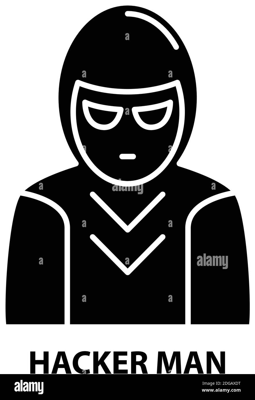 icône hacker man, signe vectoriel noir avec traits modifiables, illustration de concept Illustration de Vecteur