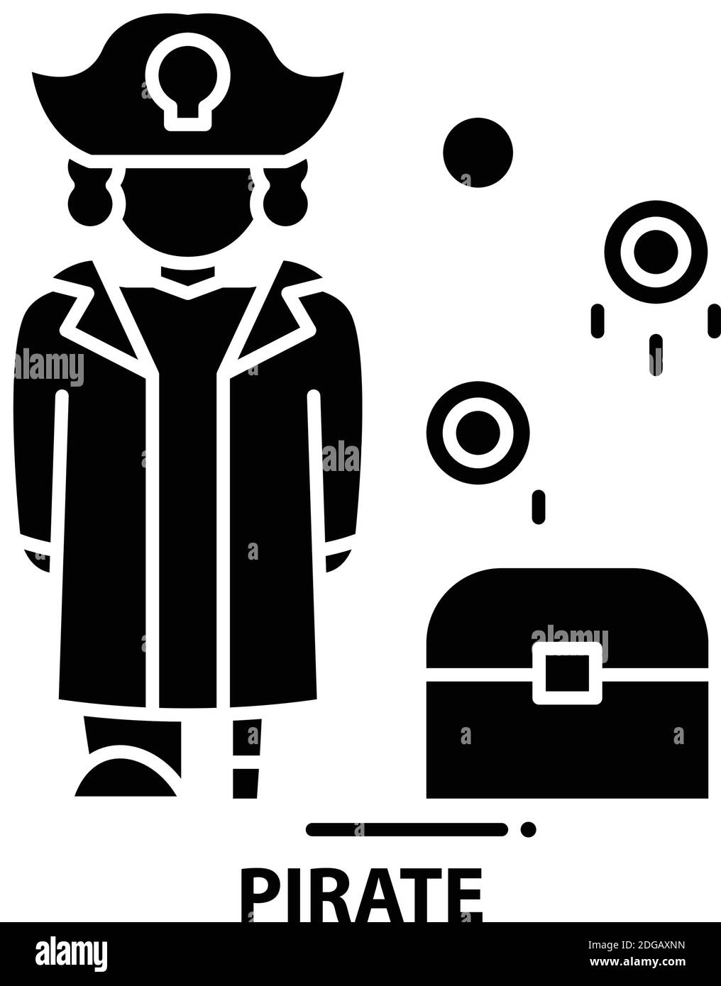 icône pirate, signe vectoriel noir avec traits modifiables, illustration de concept Illustration de Vecteur