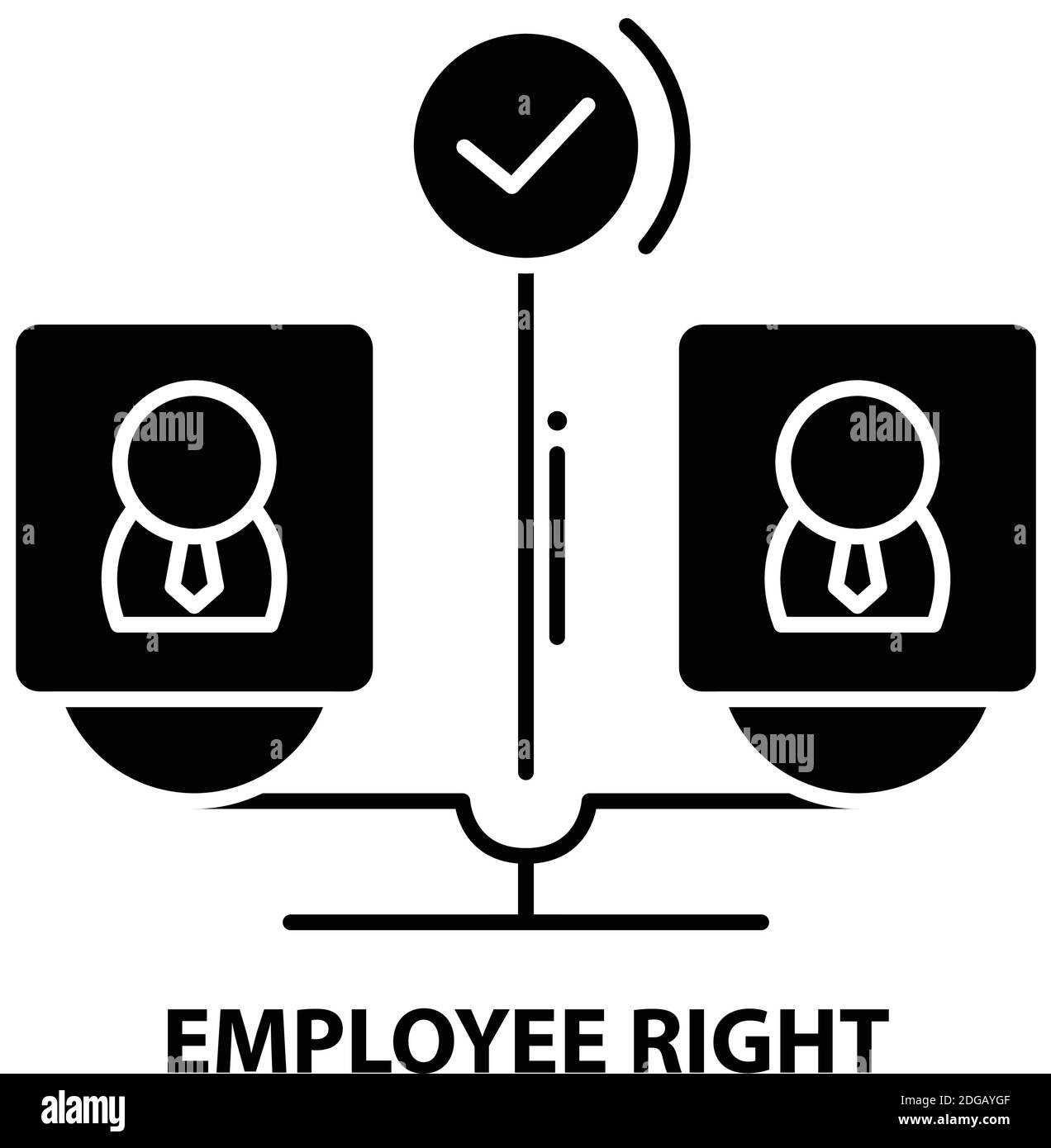 icône de droite de l'employé, signe vectoriel noir avec traits modifiables, illustration du concept Illustration de Vecteur