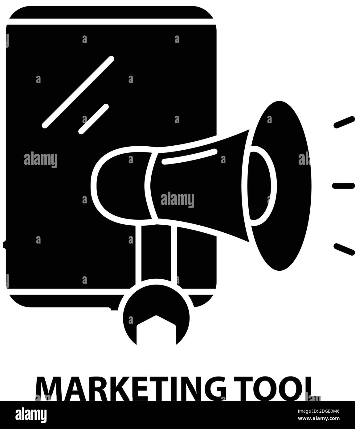 icône de symbole d'outil marketing, signe vectoriel noir avec traits modifiables, illustration de concept Illustration de Vecteur