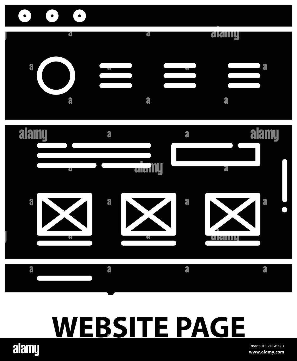 icône de page de site web, signe vectoriel noir avec traits modifiables, illustration de concept Illustration de Vecteur