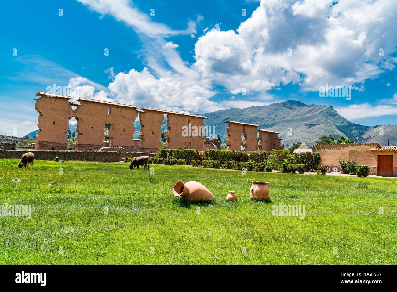 Vue sur le site archéologique de l'Inca dans la région de Cusco Banque D'Images