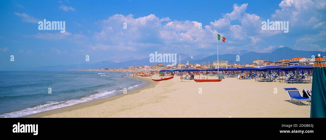 Resort sur la plage, Viareggio, Toscane, Italie Banque D'Images