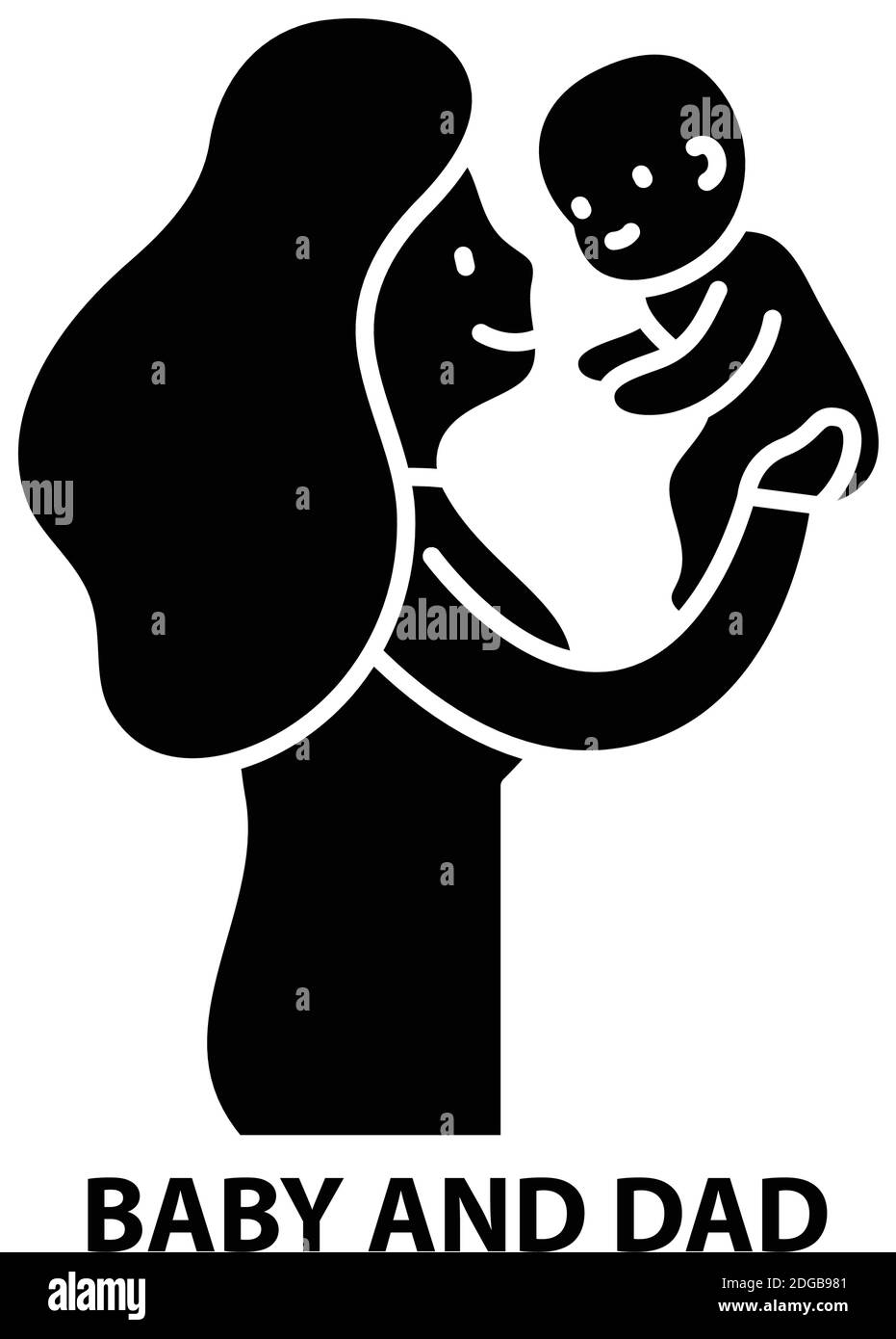 icône bébé et papa, signe vectoriel noir avec traits modifiables, illustration de concept Illustration de Vecteur