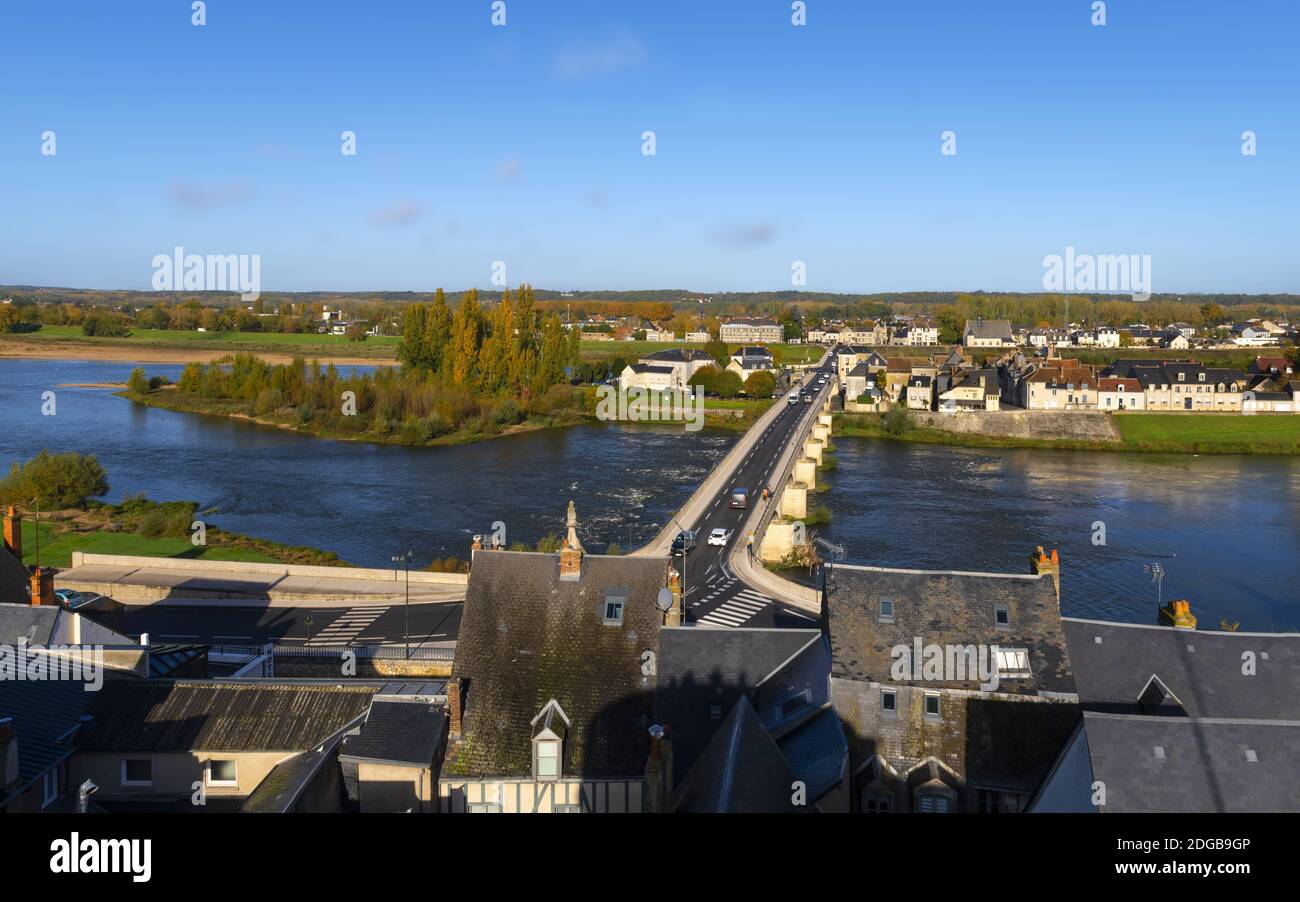 Pont sur la Loire à Amboise, France Banque D'Images
