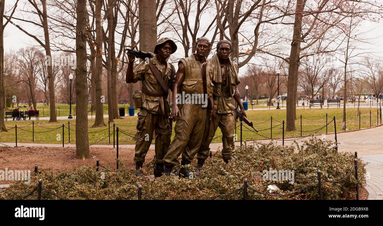 Les trois statues de bronze de soldats au Mall, Washington DC, États-Unis Banque D'Images