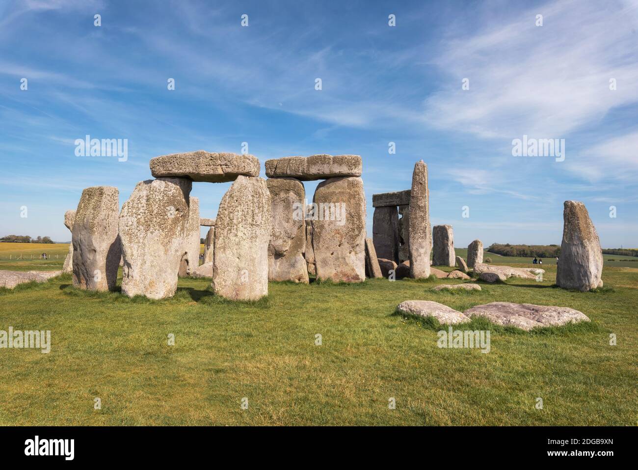 Stonehenge un ancien monument en pierre préhistorique près de Salisbury, Royaume-Uni, site classé au patrimoine mondial de l'UNESCO. Banque D'Images