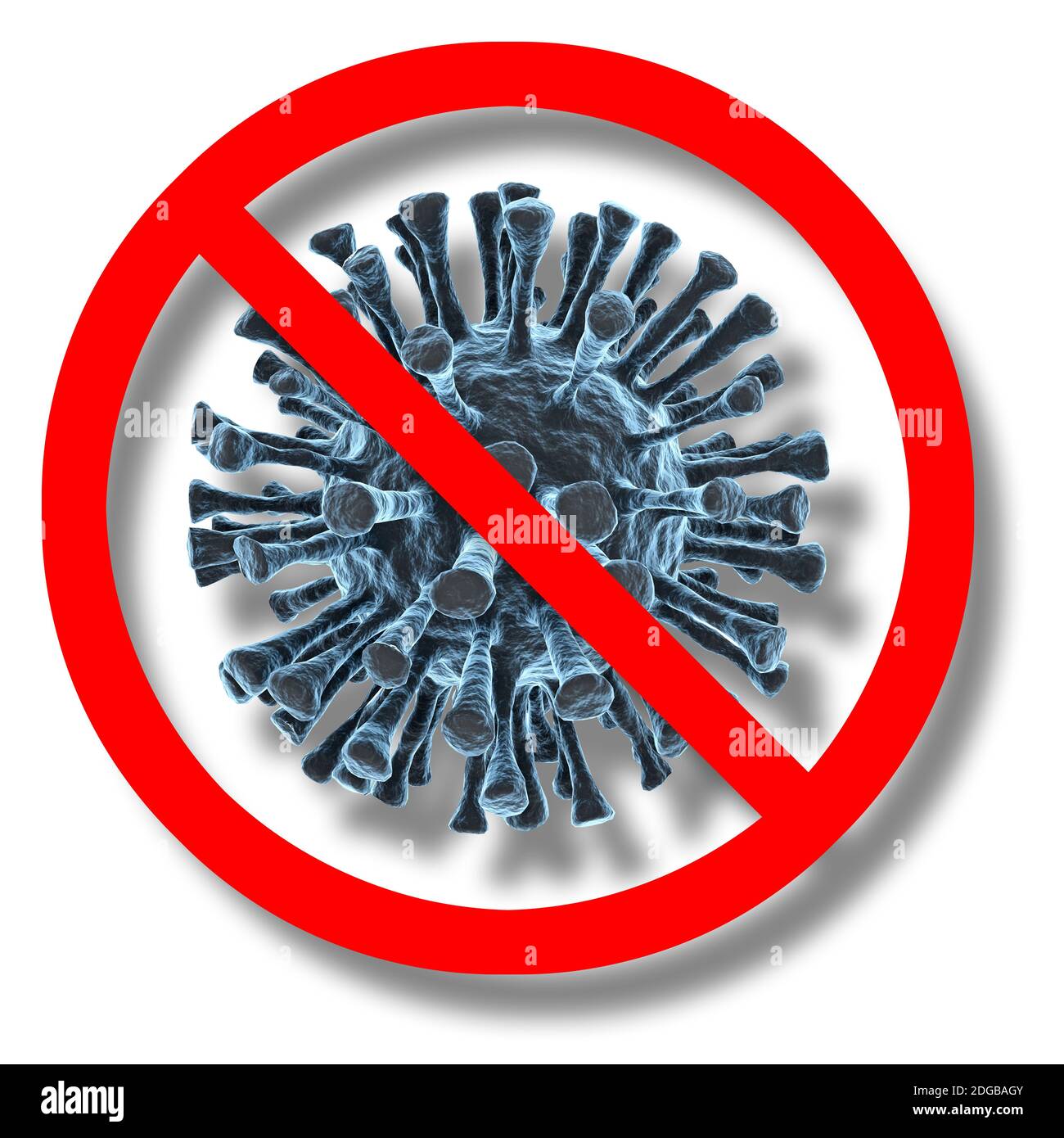 Virus coronavirus covid-19 avec signe d'arrêt. rendu 3d Banque D'Images