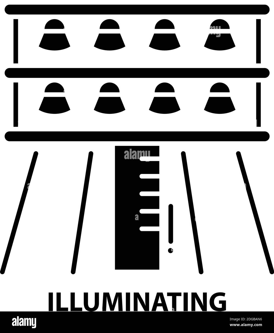 icône lumineuse, signe vectoriel noir avec traits modifiables, illustration de concept Illustration de Vecteur