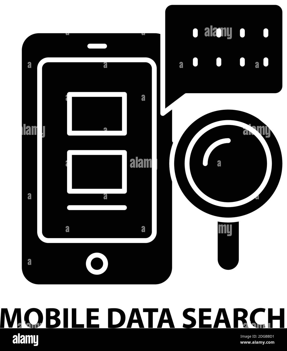 icône de recherche de données mobiles, signe vectoriel noir avec traits modifiables, illustration de concept Illustration de Vecteur