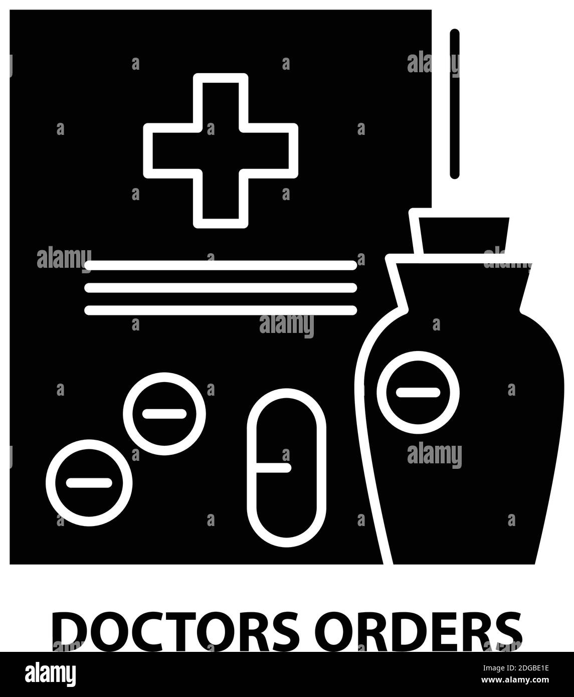 icône prescriptions médicales, signe vectoriel noir avec traits modifiables, illustration du concept Illustration de Vecteur