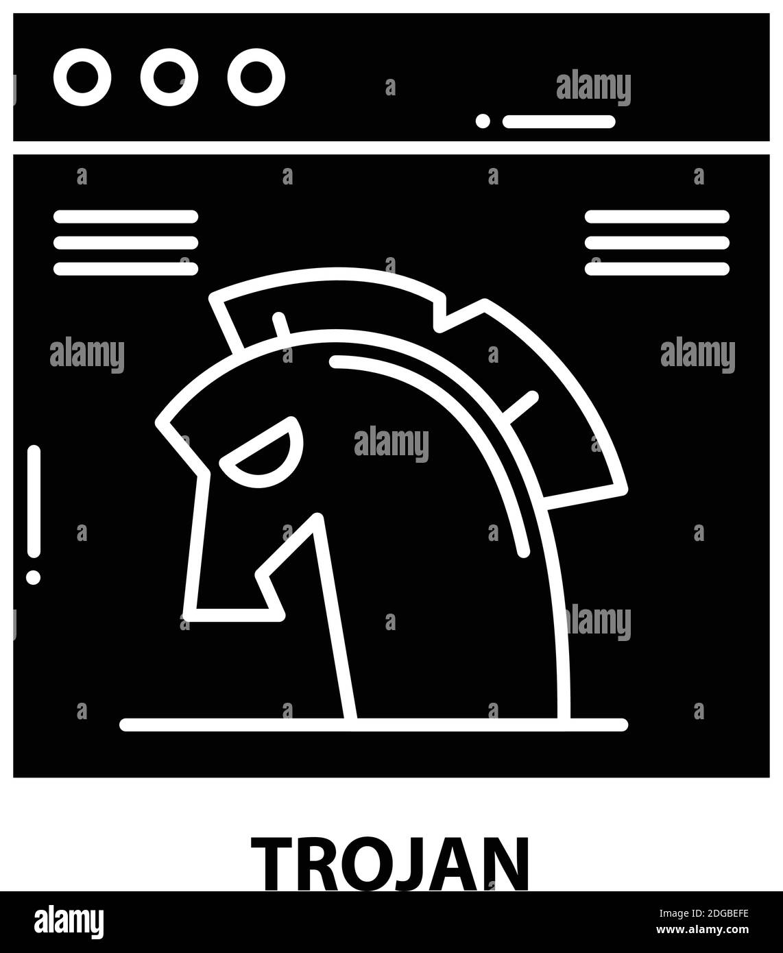 icône de cheval de troie, signe vectoriel noir avec traits modifiables, illustration de concept Illustration de Vecteur